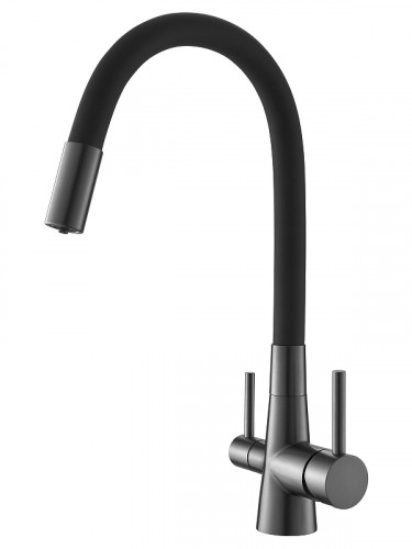 Смеситель для кухни Agger Elegant A3230355 цвет Оружейная сталь Черный