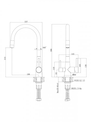 Смеситель для кухни Agger Elegant A3230355 цвет Оружейная сталь Черный
