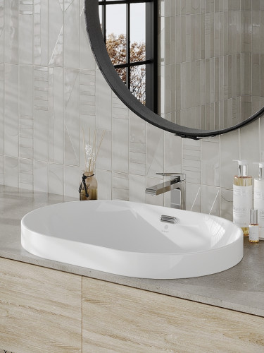 Раковина Orange 60 B05-600W Белая глянцевая фарфор полувстраиваемая