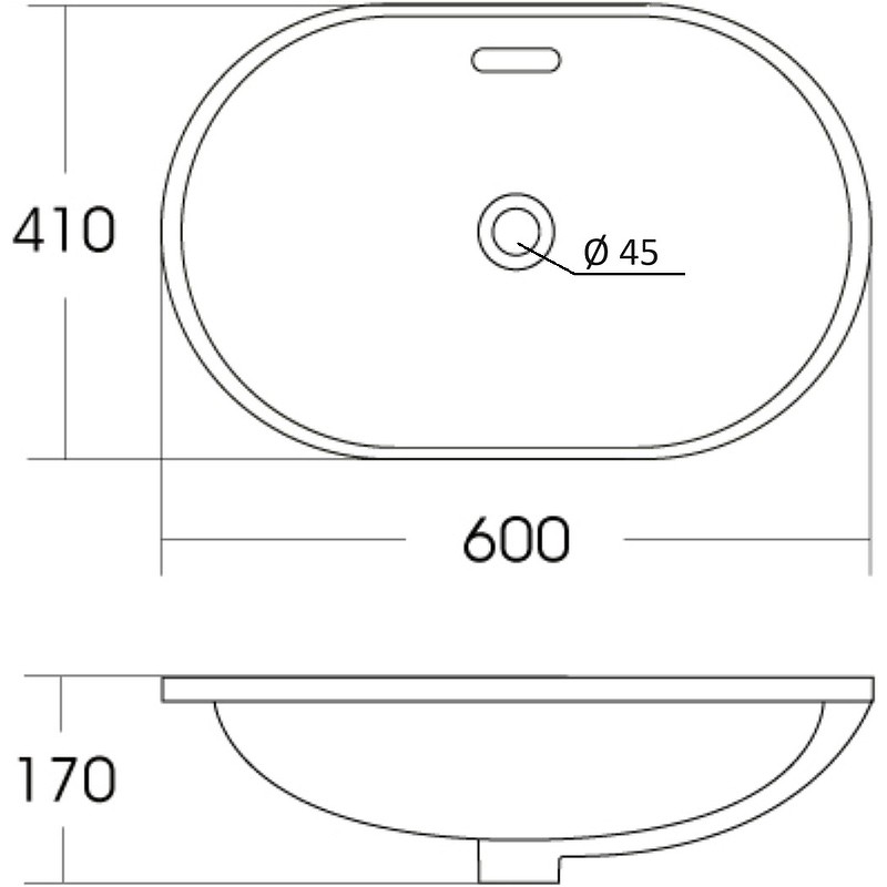 Раковина Orange 60 B05-600W Белая глянцевая фарфор полувстраиваемая