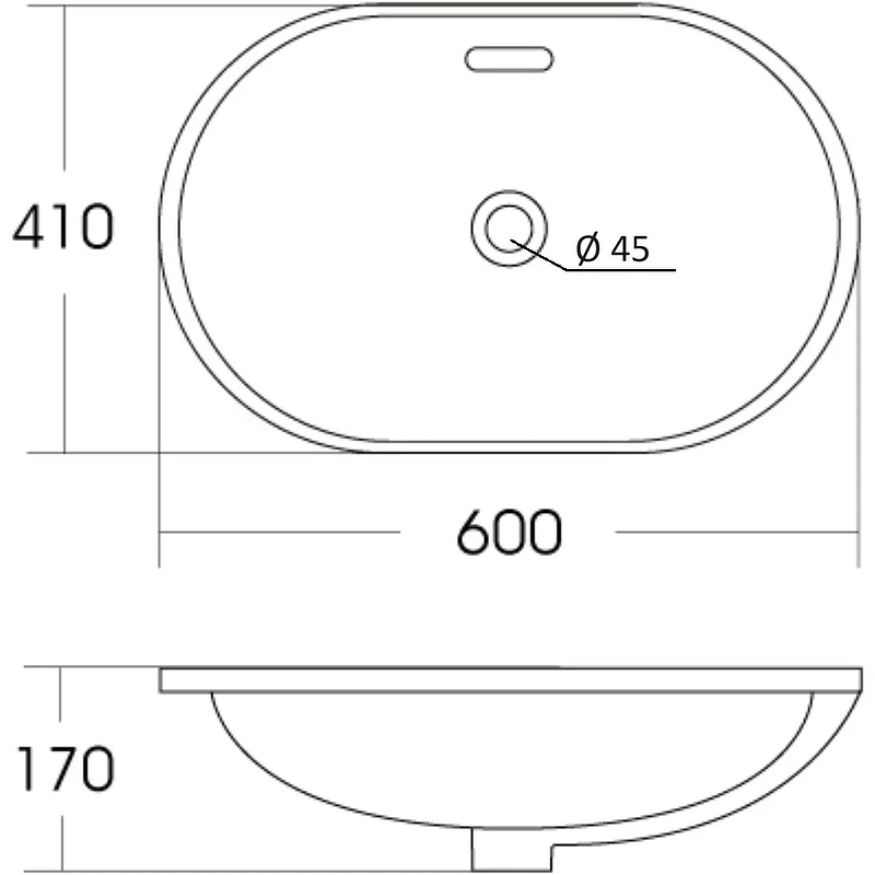 Раковина Orange 60 B05-600W Белая глянцевая фарфор полувстраиваемая