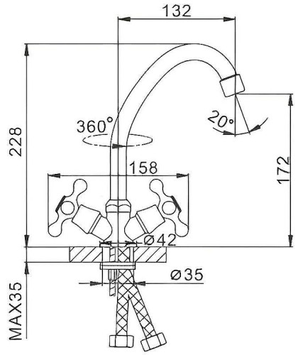 Смеситель для кухни Frap H20 F4020 Хром