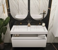 Раковина Boheme Armadi Art Flat 120 888-120 двойная Белая матовая искусственный камень (литьевой мрамор) подвесная