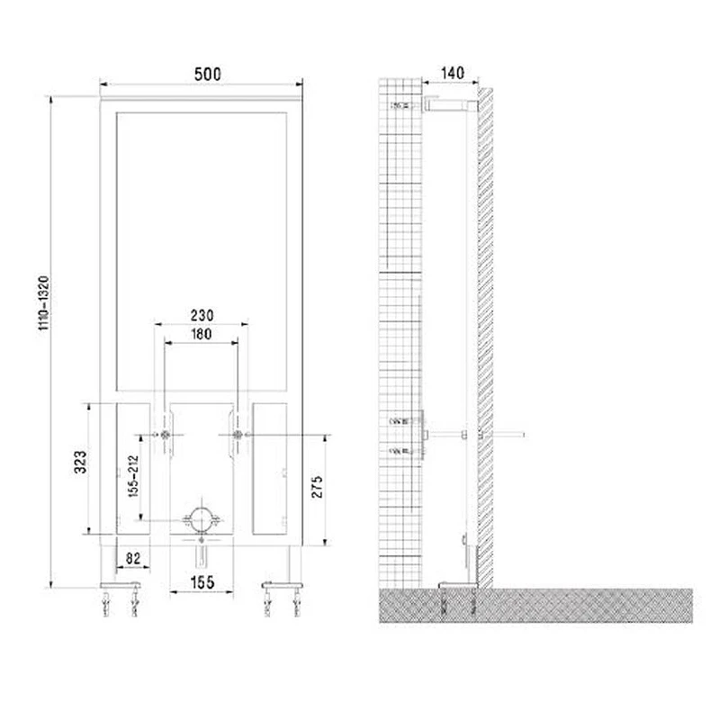 Инсталляция Vitra Frame 880-5800 для биде Синяя нержавеющая сталь