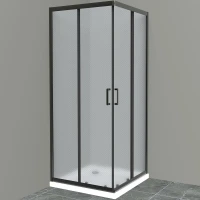 Душевой уголок BelBagno Uno 90х90 UNO-195-A-2-90-P-NERO профиль Черный матовый стекло рифленое