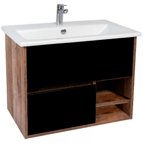 Тумба под раковину VIANT Люксембург 60 VLUX60ELCH-T2YP подвесная Черная матовая Кейптаун МДФ / ЛДСП