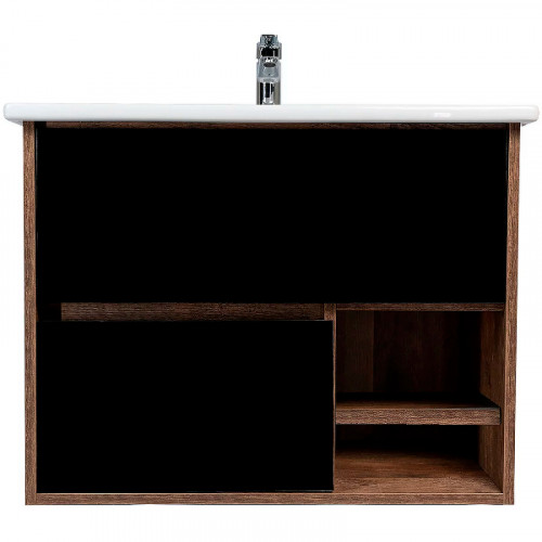 Тумба под раковину VIANT Люксембург 60 VLUX60ELCH-T2YP подвесная Черная матовая Кейптаун МДФ / ЛДСП