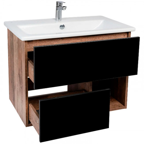 Тумба под раковину VIANT Люксембург 60 VLUX60ELCH-T2YP подвесная Черная матовая Кейптаун МДФ / ЛДСП