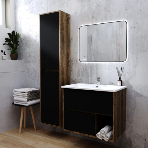 Тумба под раковину VIANT Люксембург 60 VLUX60ELCH-T2YP подвесная Черная матовая Кейптаун МДФ / ЛДСП