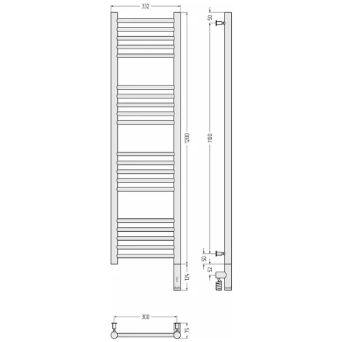 Электрический полотенцесушитель Сунержа Богема 3.0 прямая 1200x300 R 00-5805-1230 Хром нержавеющая сталь