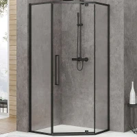 Душевой уголок Black&White Stellar Wind S875 90х90 8759090 профиль Черный стекло прозрачное