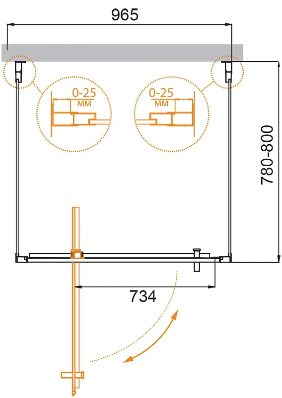 Душевой уголок Cezares Molveno 100x80 MOLVENO-BA2-100/80-C-Cr-IV профиль Хром стекло прозрачное