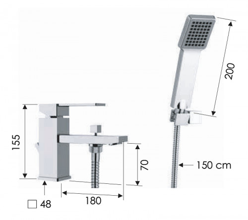 Смеситель на борт ванны Remer Qubika Q03 цвет Хром