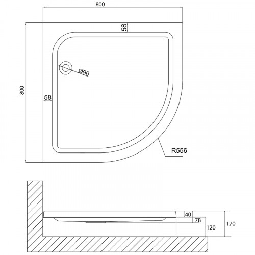 Акриловый поддон для душа Niagara Nova 80x80 NG-80-80 RUS Белый