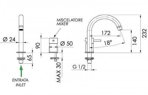 Смеситель для раковины Remer X Style X57BG цвет Золото брашированное
