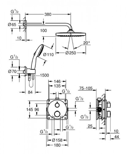 Душевая система Grohe Grohtherm 34872000 с термостатом цвет Хром