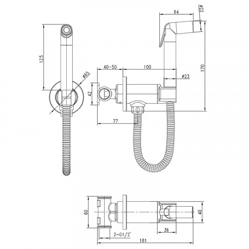 Гигиенический душ со смесителем Lemark Solo LM7171G Золото латунь встраиваемый