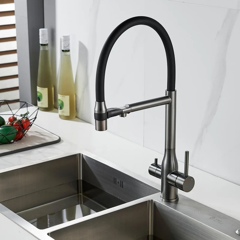 Смеситель для кухни Shevanik S378T цвет Оружейная сталь