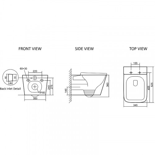 Унитаз SantiLine SL-5027 подвесной Белый с сиденьем Микролифт фарфор подвесной