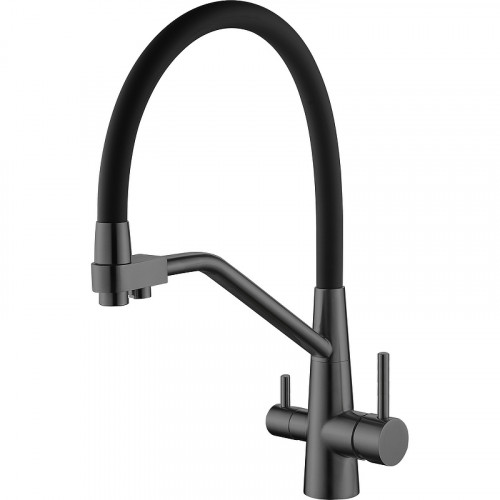 Смеситель для кухни Splenka S71.62.07 Серый матовый Черный латунь