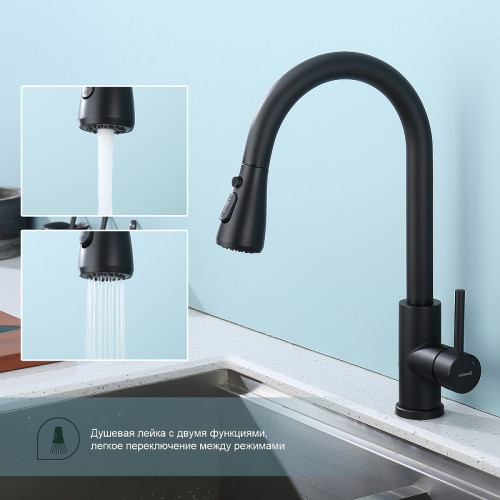 Смеситель для кухни Splenka S203.49.06 Черный матовый латунь