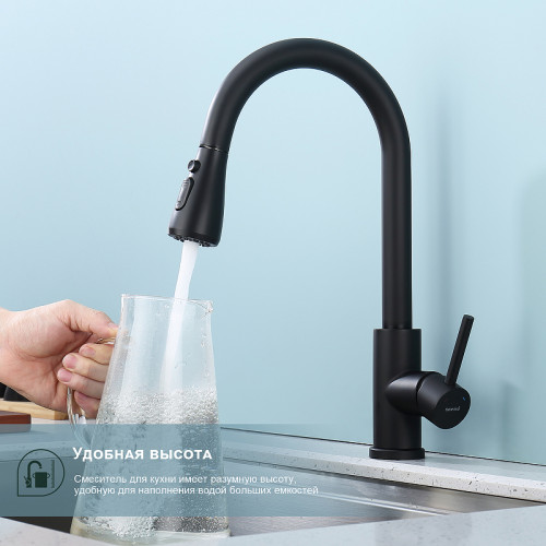 Смеситель для кухни Splenka S203.49.06 Черный матовый латунь