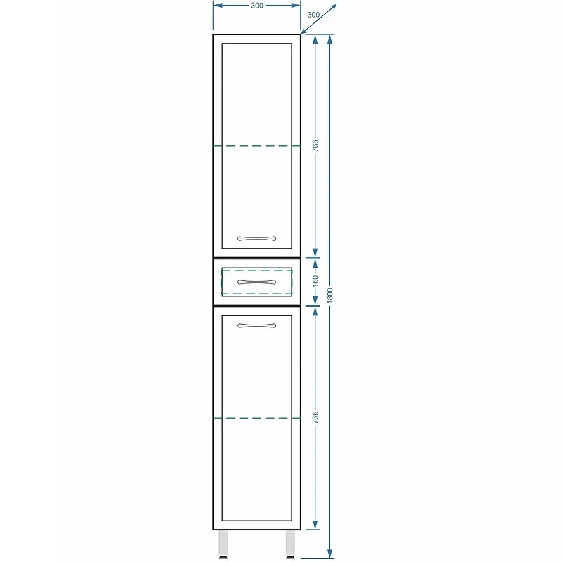 Шкаф пенал Stella Polar Концепт 30 SP-00000144 Белый