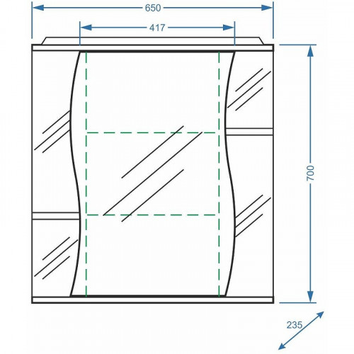 Зеркальный шкаф Stella Polar Волна Лолита 65 SP-00000054 с подсветкой Белый
