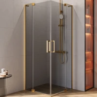 Душевой уголок Cezares Slider 80x80 SLIDER-A-2-70/80-GRIGIO-BORO профиль Брашированное золото стекло серое