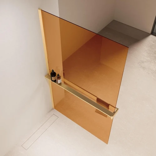 Душевая перегородка Vincea Walk in 90 VSW-1HR900GSG профиль цвет Матовый золотой стекло янтарь