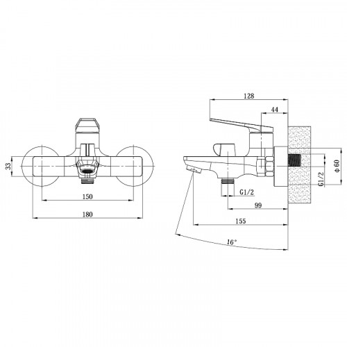 Смеситель для ванны ESKO Istanbul IT54 Хром латунь на стену