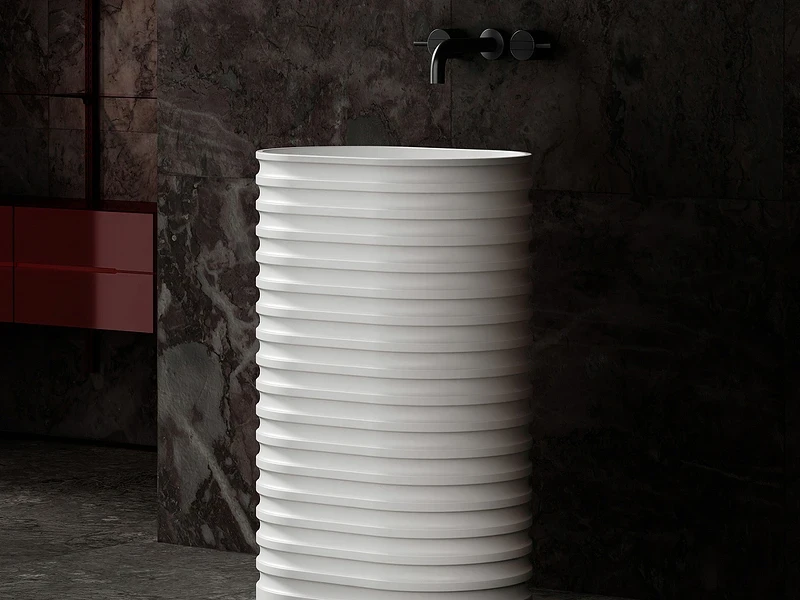 Раковина Abber Stein 58 AS2550-H Белая матовая искусственный камень (литьевой мрамор) напольный