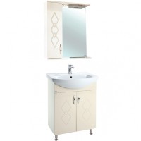 Зеркало со шкафом Bellezza Элеганс 55 L 4618608522075 с подсветкой Бежевое МДФ / ЛДСП, стекло