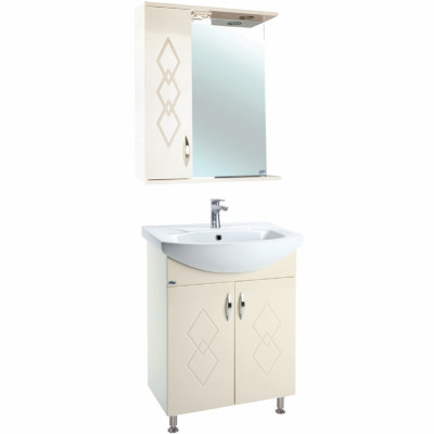 Зеркало со шкафом Bellezza Элеганс 55 L 4618608522075 с подсветкой Бежевое МДФ / ЛДСП, стекло