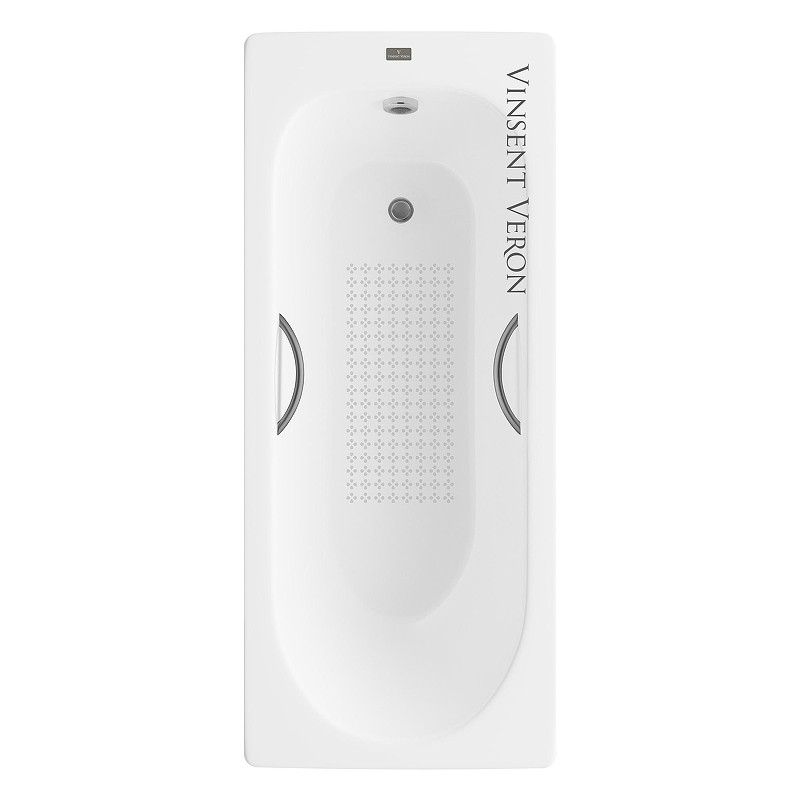 Чугунная ванна Vinsent Veron Soissons 170x70 VCN1707042H/VH0015GM-AS цвет Белый с дугообразными ручками оружейная сталь и антискользящим покрытием