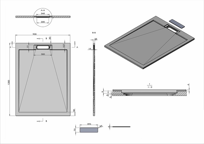 Душевой поддон из искусственного камня Vincea 120x90 VST-4SRL9012W+Vsph-D611 Белый матовый