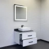 Тумба с раковиной Comforty Амстердам 75 00-00013775 подвесная Белая глянцевая Калакатта Блэк