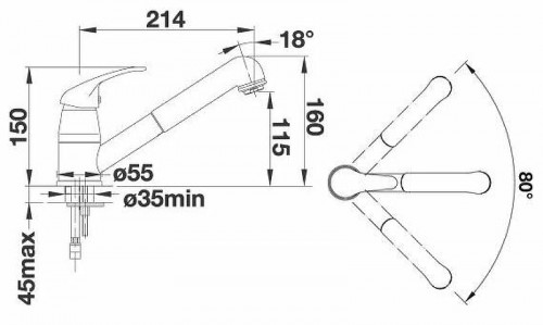 Смеситель для кухни Blanco Daras-S 524191 Антрацит латунь