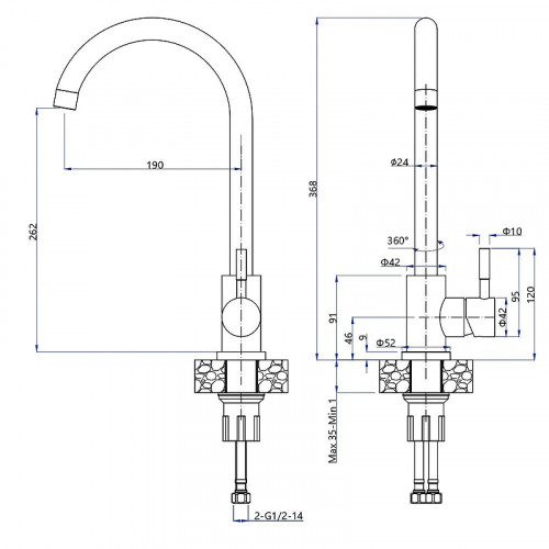 Смеситель для кухни GranFest Z-5410 цвет Темно-серый