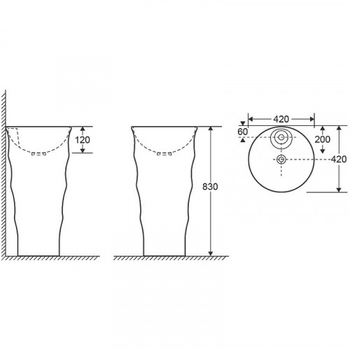 Раковина Ceruttispa Marco 42 CT7833 Белая фаянс напольный