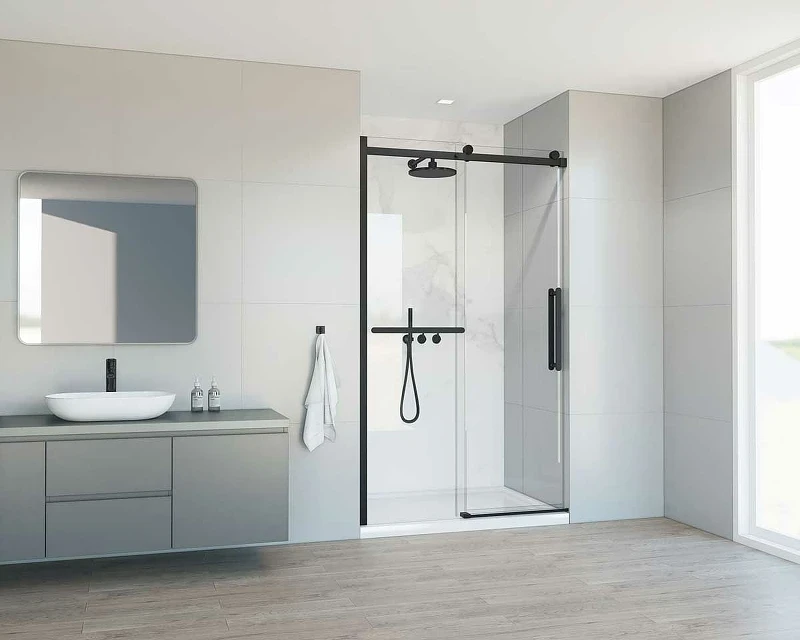 Душевая дверь Vincea Como Soft 130 VDS-1CS130CLB профиль Черный стекло прозрачное