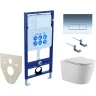 Комплект унитаза с инсталляцией Aquatek Set Aquatek Вега-1905-016 с сиденьем Микролифт и клавишей смыва Хром глянцевый фарфор подвесной