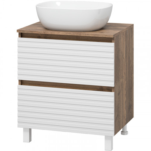 Тумба под раковину Brevita Dakota 60 DAK-07060-19/01-2Я Белая матовая Дуб Галифакс олово МДФ / ЛДСП