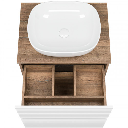 Тумба под раковину Brevita Dakota 60 DAK-07060-19/01-2Я Белая матовая Дуб Галифакс олово МДФ / ЛДСП