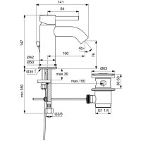 Смеситель для раковины Ideal Standard Ceraline BC203U4 Черный матовый латунь