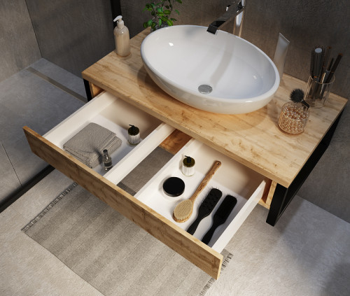 Тумба под раковину 1MarKa Grunge Loft 100П У85844 подвесная Дуб вотан МДФ / ЛДСП