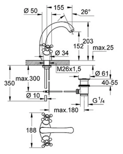 Смеситель для раковины Grohe Sinfonia 21014IG0 Хром Золото