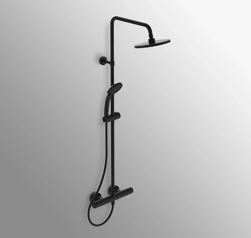 Душевая система Ideal Standard Ceratherm T25 A7545XG с термостатом Черная матовая латунь на стену