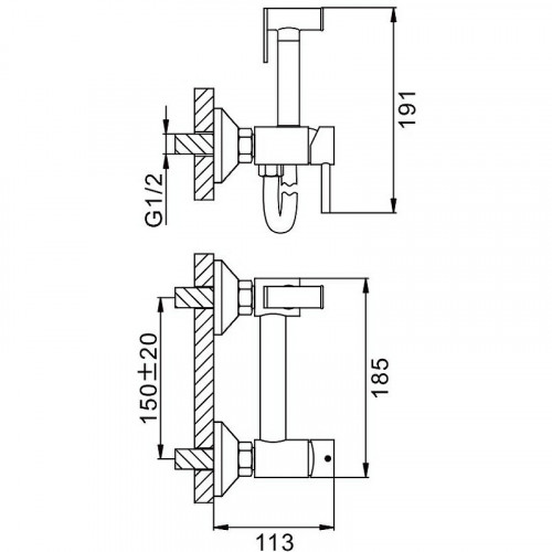 Гигиенический душ со смесителем Splenka S99.51.03 Золото матовое латунь на стену