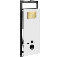 Инсталляция WasserKRAFT Salm 27TLT.010.ME.WH.MG04 для унитаза Белое стекло с клавишей смыва Золото матовое